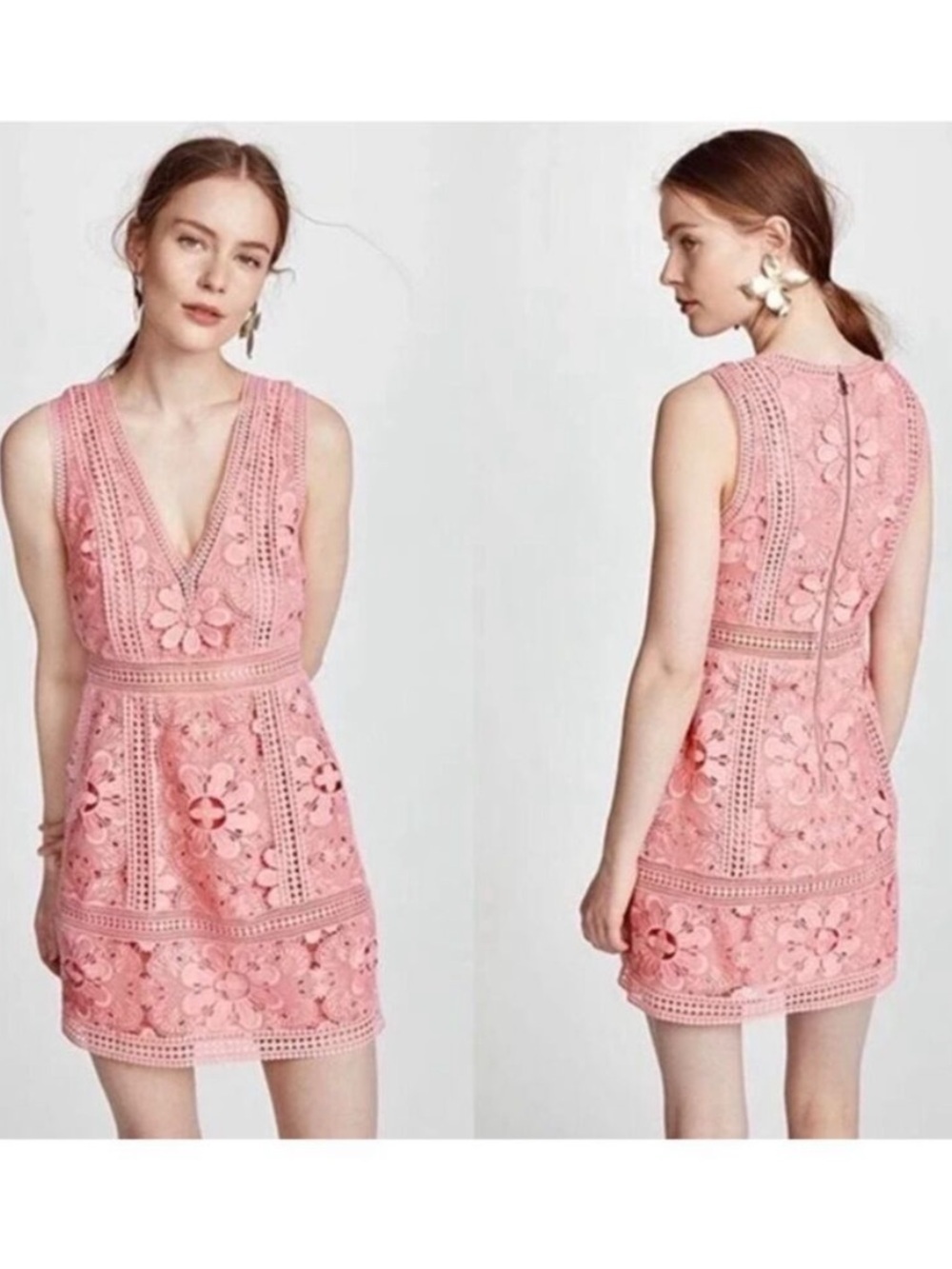 Alice + Olivia Zula Lace Pink Embroidered Lace Dress Size 8